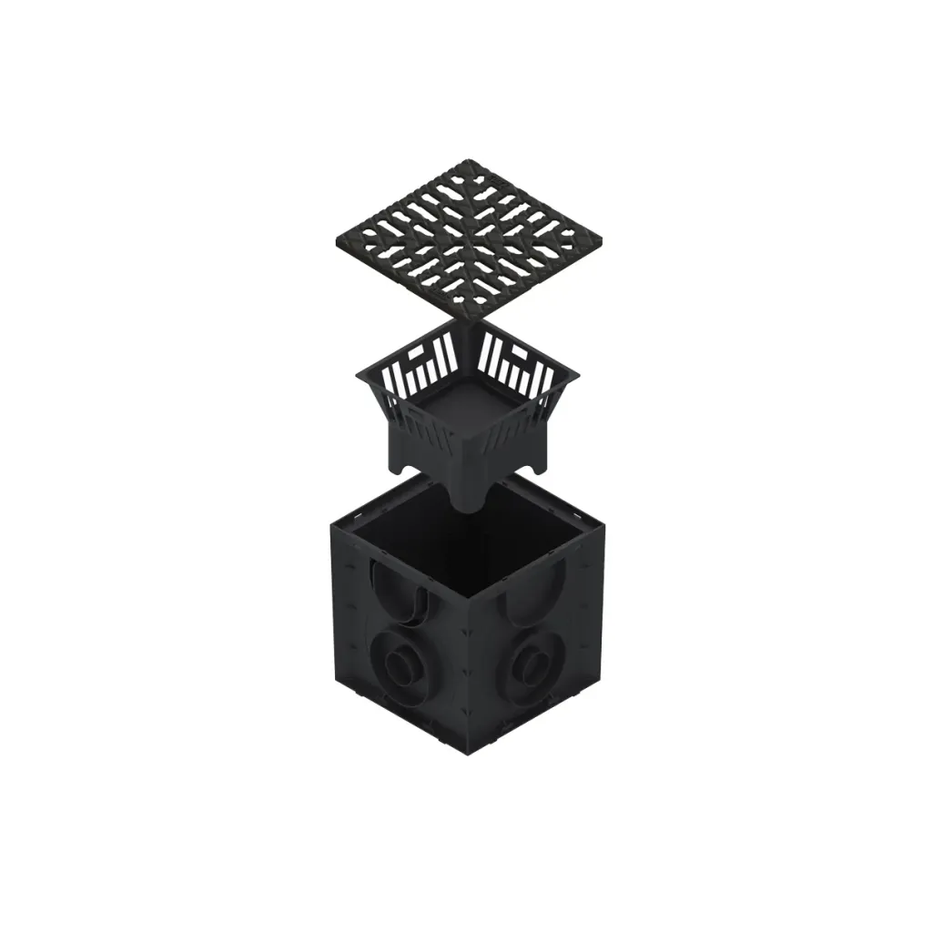 Комплет за камин ПП ЕАСИ квадратни црни роштиљ Ливено гвожђе А15 250к250 са корпом за заштиту од лишћа (0867031)