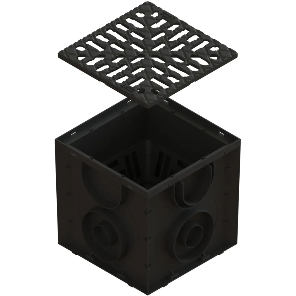 Комплет за камин ПП ЕАСИ квадратни црни роштиљ Ливено гвожђе А15 250к250 са корпом за заштиту од лишћа (0867031)