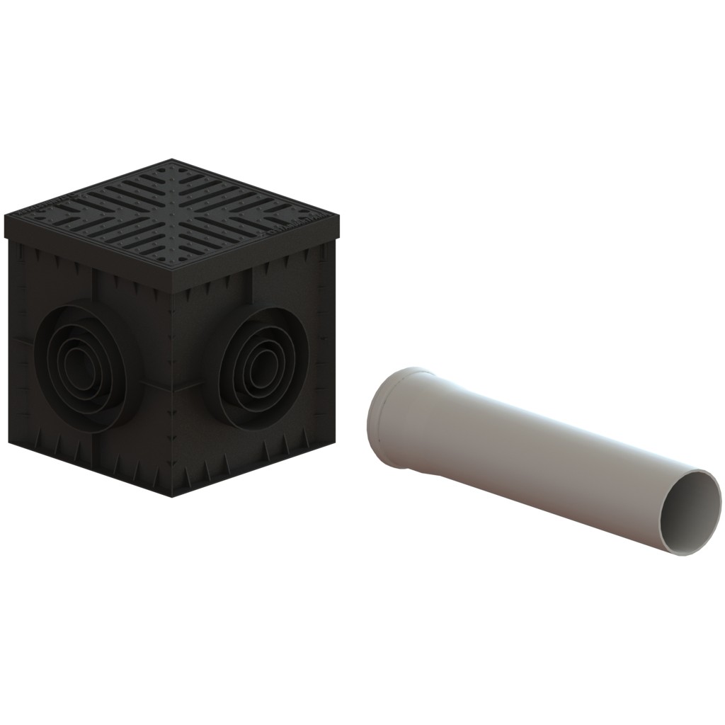 Комплет за камин ПП БАСЕ квадрат са сифоном и корпом за роштиљ ФОНТА ФУЛГА Б125 300к300 (083703334)