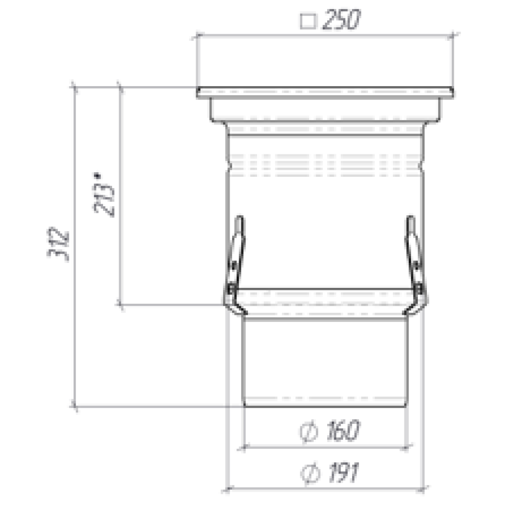 ИНОКС сифон 250к250 са поклопцем отвора вертикални излаз ДН150 Р50 250к250к314 (0522.15.11.2)
