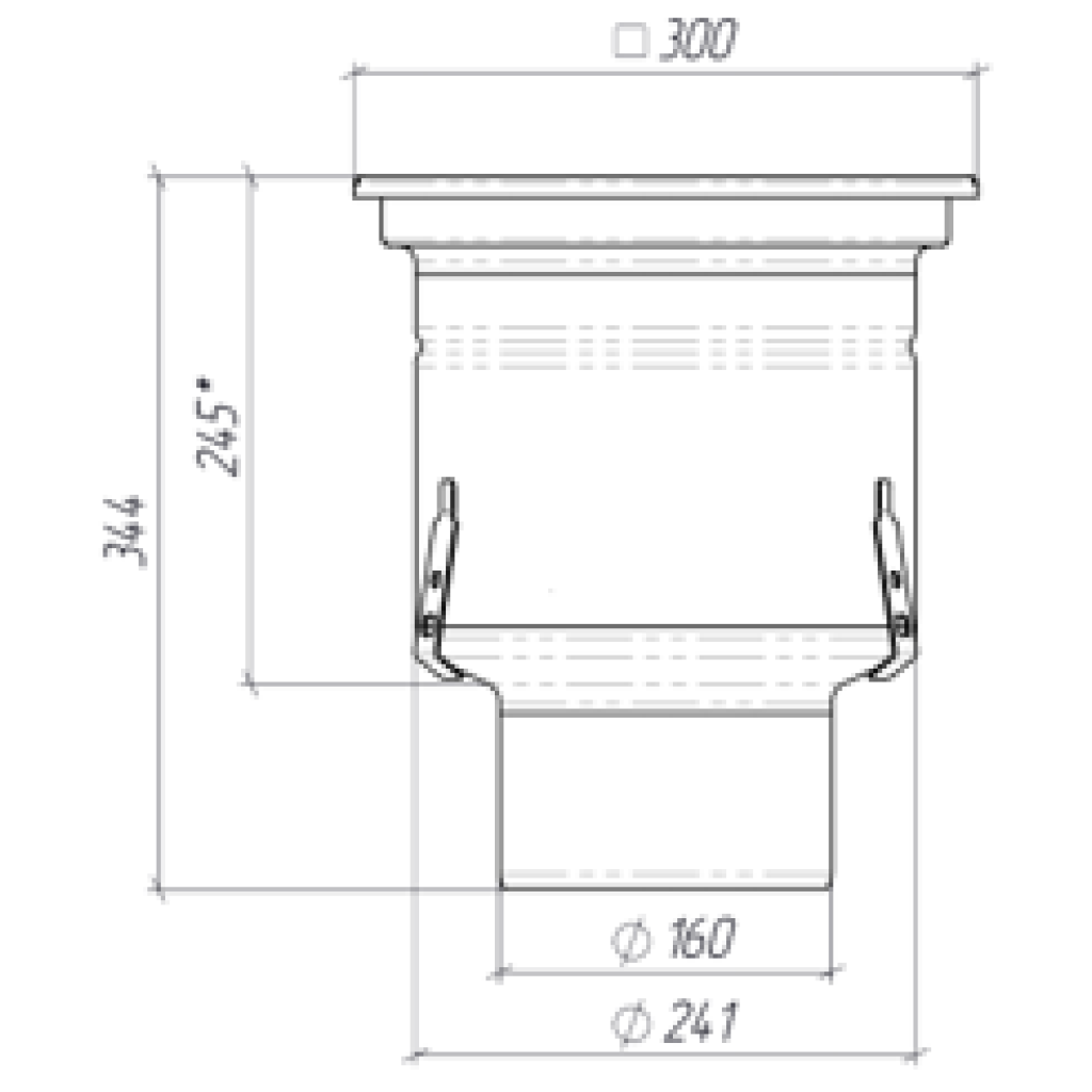ИНОКС сифон 300к300 са неклизајућом решетком тип вертикалног излаза ДН150 Л15 300к300к344 (0523.15.11.3АС)