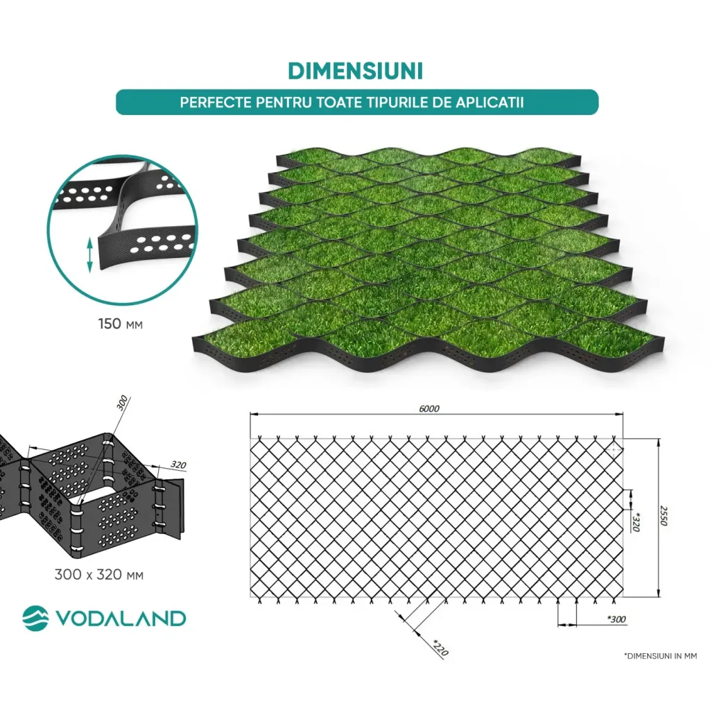 Геоцеллс ТЕРРА Хтот.150мм 2.5мк 6м 15.3м (8730)