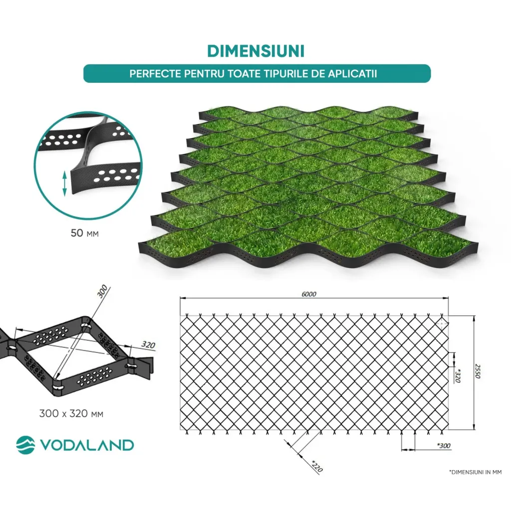 Геоцеллс ТЕРРА Хтот.50мм 2.5мк 6м 15.3м2 (8750)