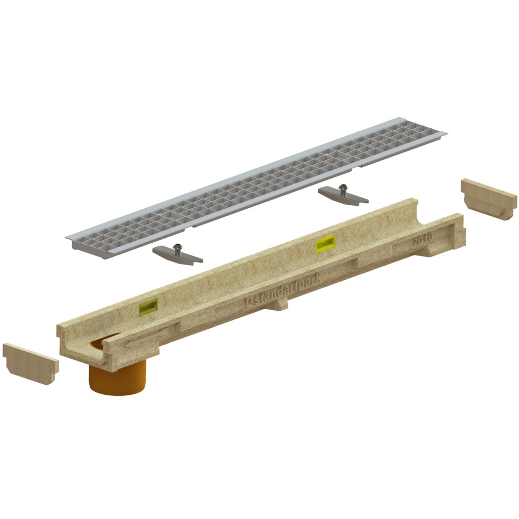 Комплет олука ПБ БАСЕ ЛН100 Хект.67 решетка ОЗ решетка Б125 ивице ОЗ вертикални излаз Д.110 1000к138к67 (070100907202026)