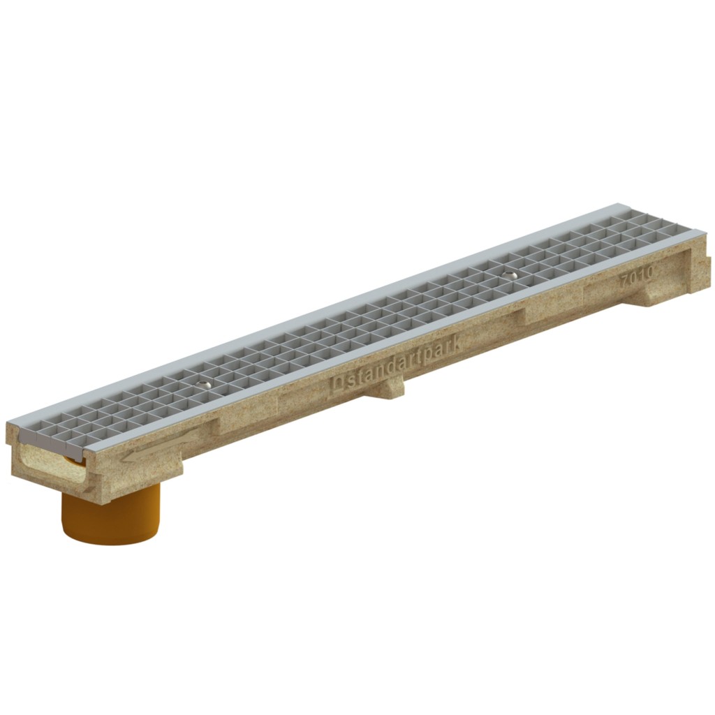 Комплет олука ПБ БАСЕ ЛН100 Хект.62 решетка ОЗ решетка Б125 вертикални излаз Д.110 1000к138к62 (0701009202026)