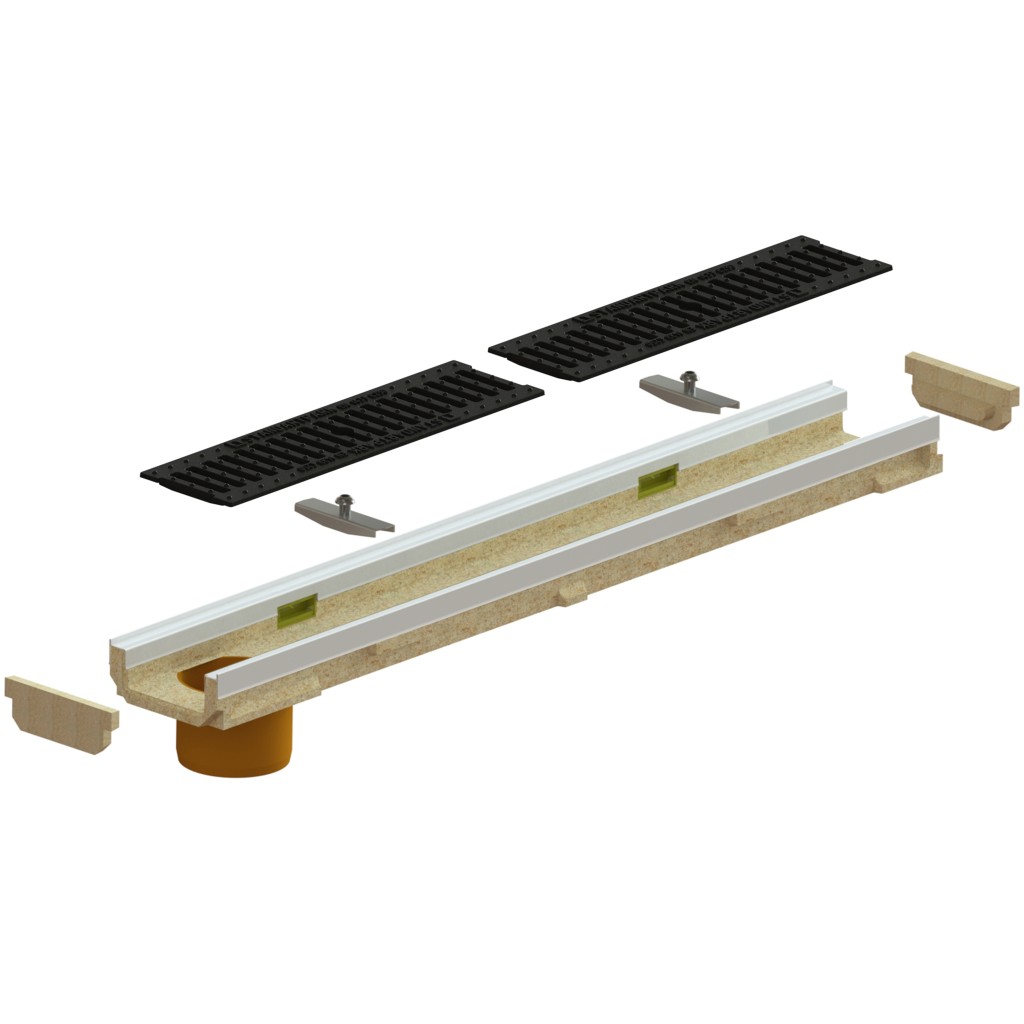 Комплет олука ПБ БАСЕ ЛН100 Хект.60 класична решетка од ливеног гвожђа Ц250 вертикални излаз Д.110 1000к140к60 (070110907203031)