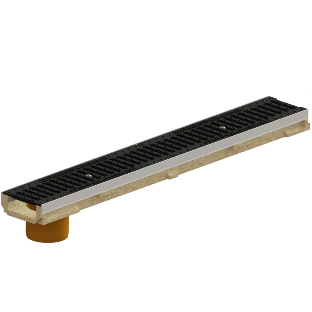 Комплет олука ПБ БАСЕ ЛН100 Хект.60 класична решетка од ливеног гвожђа Ц250 вертикални излаз Д.110 1000к140к60 (070110907203031)