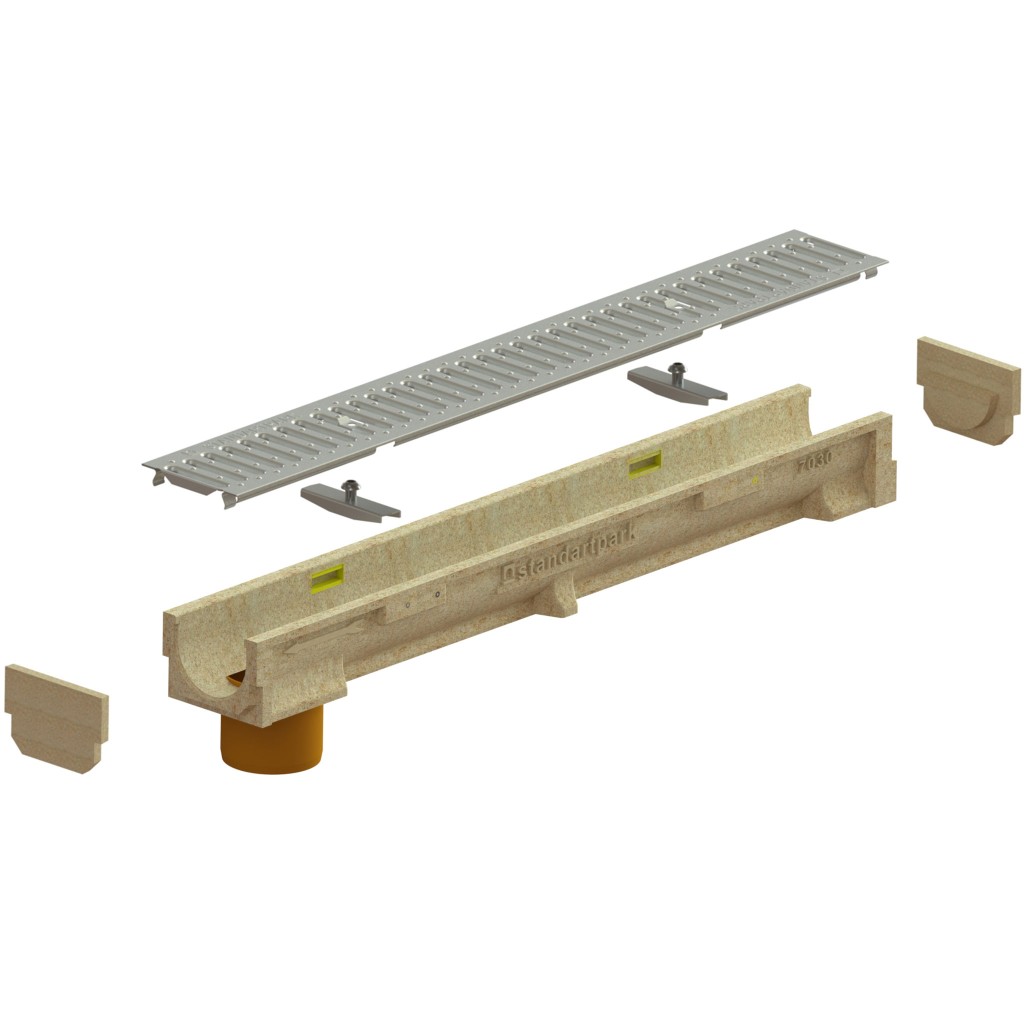 Комплет олука ПБ БАСИЦ ЛН100 Хект.102 роштиљ ОЗ А15 вертикални излаз Д.110 1000к138к102 (070300920101)