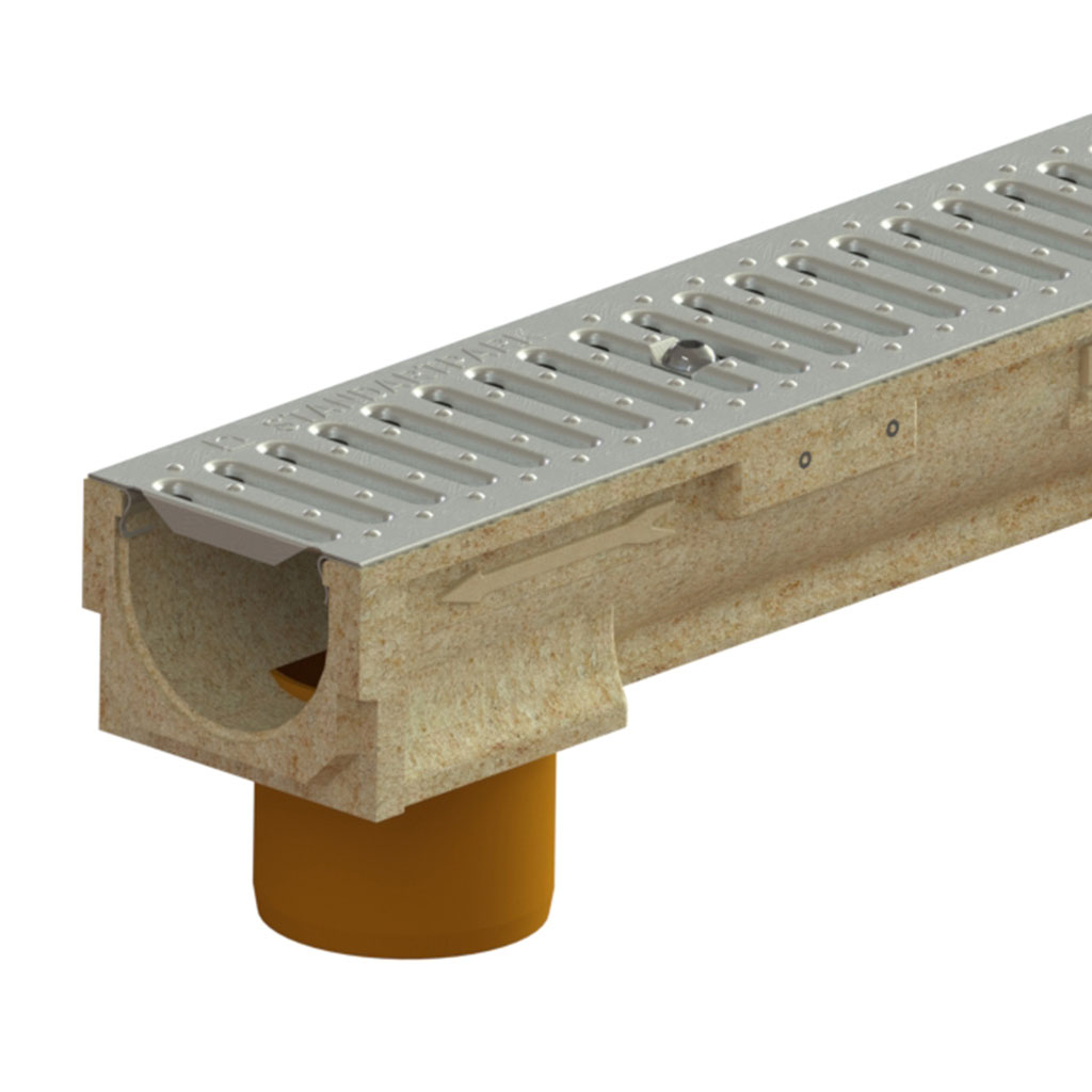 Комплет олука ПБ БАСИЦ ЛН100 Хект.102 роштиљ ОЗ А15 вертикални излаз Д.110 1000к138к102 (070300920101)