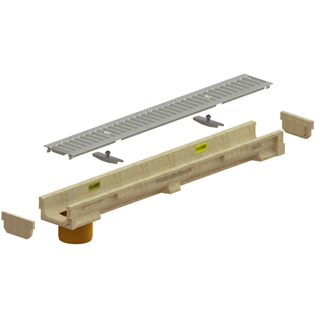 Комплет олука ПБ БАСЕ ЛН100 Хект.82 решетка ОЗ А15 вертикални излаз Д.110 1000к138к82 (070400920101)