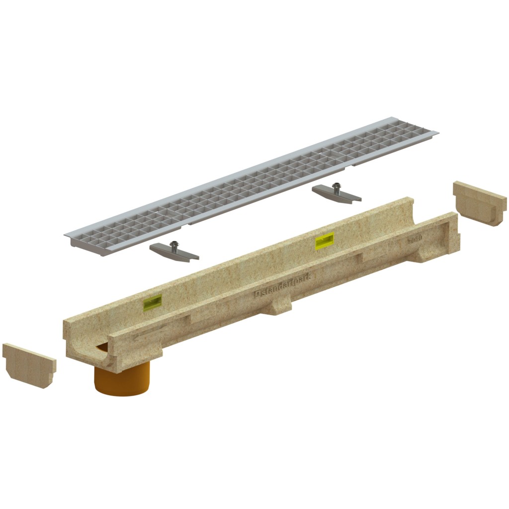 Комплет олука ПБ БАСЕ ЛН100 Хект.87 решетка ОЗ решетка Б125 ивице ОЗ вертикални излаз Д.110 1000к138к87 (070400907202026)