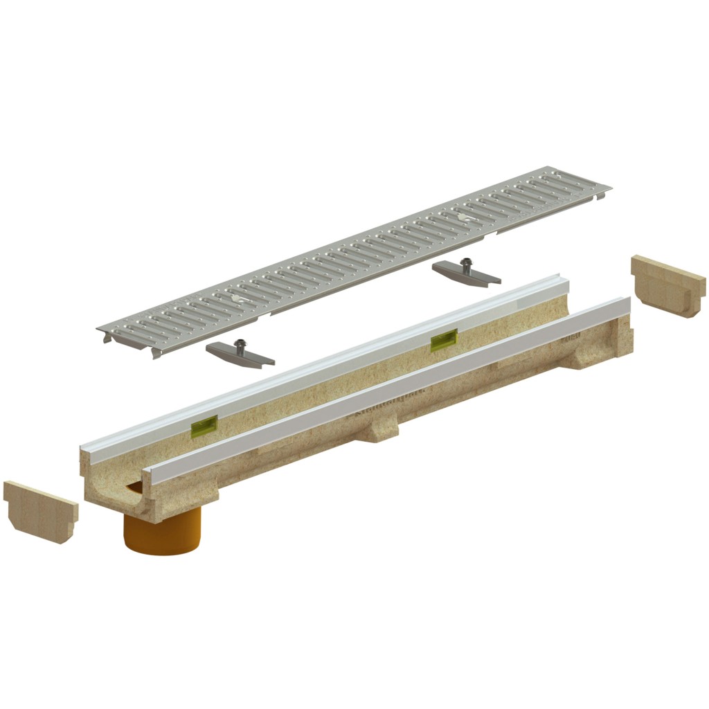 Комплет олука ПБ БАСЕ ЛН100 Хект.87 решетка ОЗ А15 ивице ОЗ вертикални излаз Д.110 1000к138к87 (07040090720101)