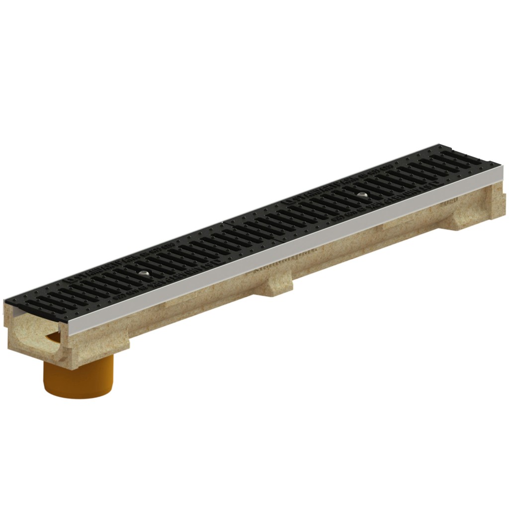 Комплет олука ПБ БАСЕ ЛН100 Хект.87 класична решетка од ливеног гвожђа Ц250 ивице ОЗ вертикални излаз Д.110 1000к138к87 (070400907203031)