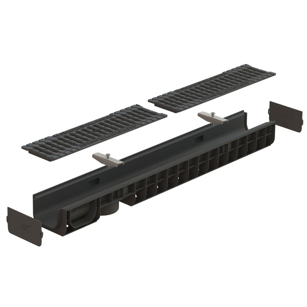 Комплет олука ПП БАСЕ ЛН100 Хект.80 решетка од ливеног гвожђа заштитна (против клизања) Ц250 1000к145к80 (08010203032)